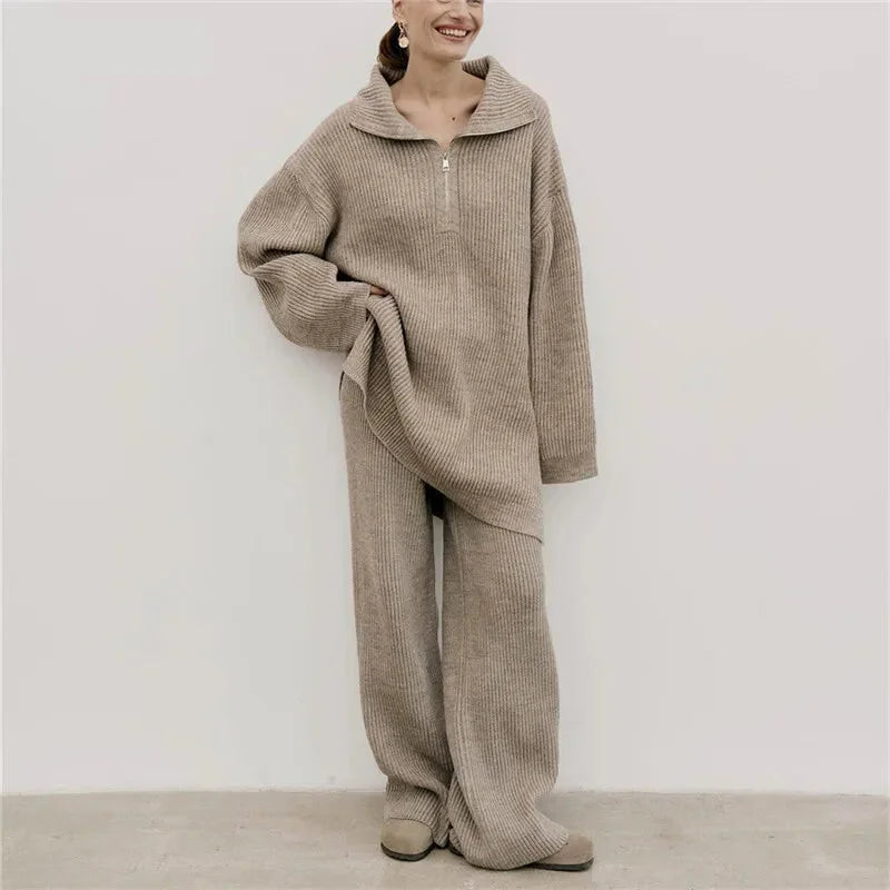 Outfit Sets - Casual Oversize Rib Knit Matching Set Outfit – Inspiring Confidence