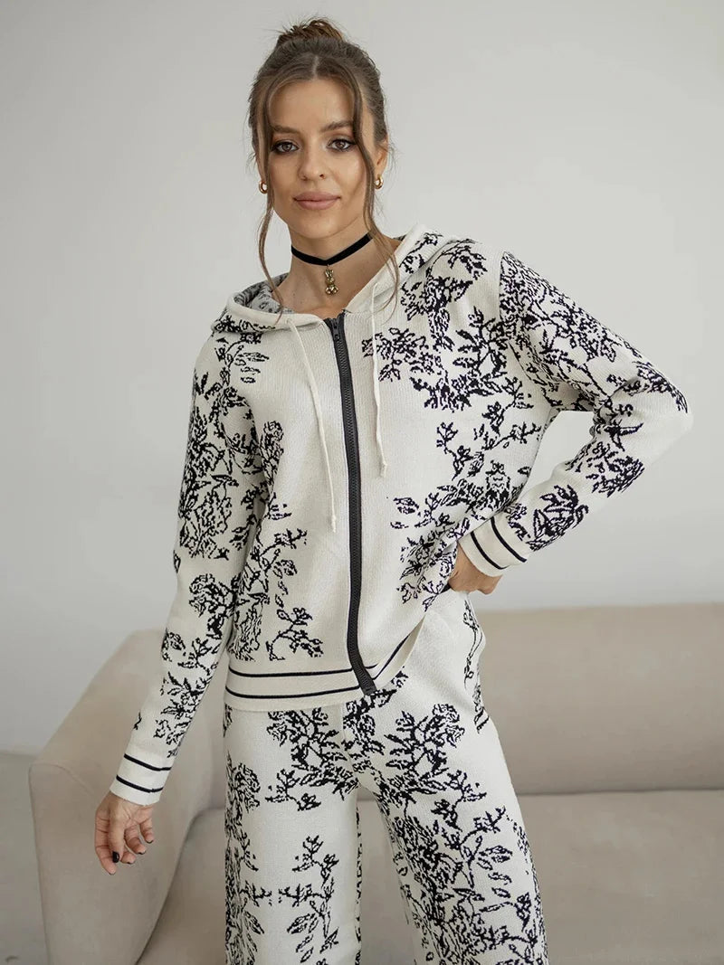 Outfit Sets - Iconic Vines Print Hoodies & Pants Matching Outfits Set