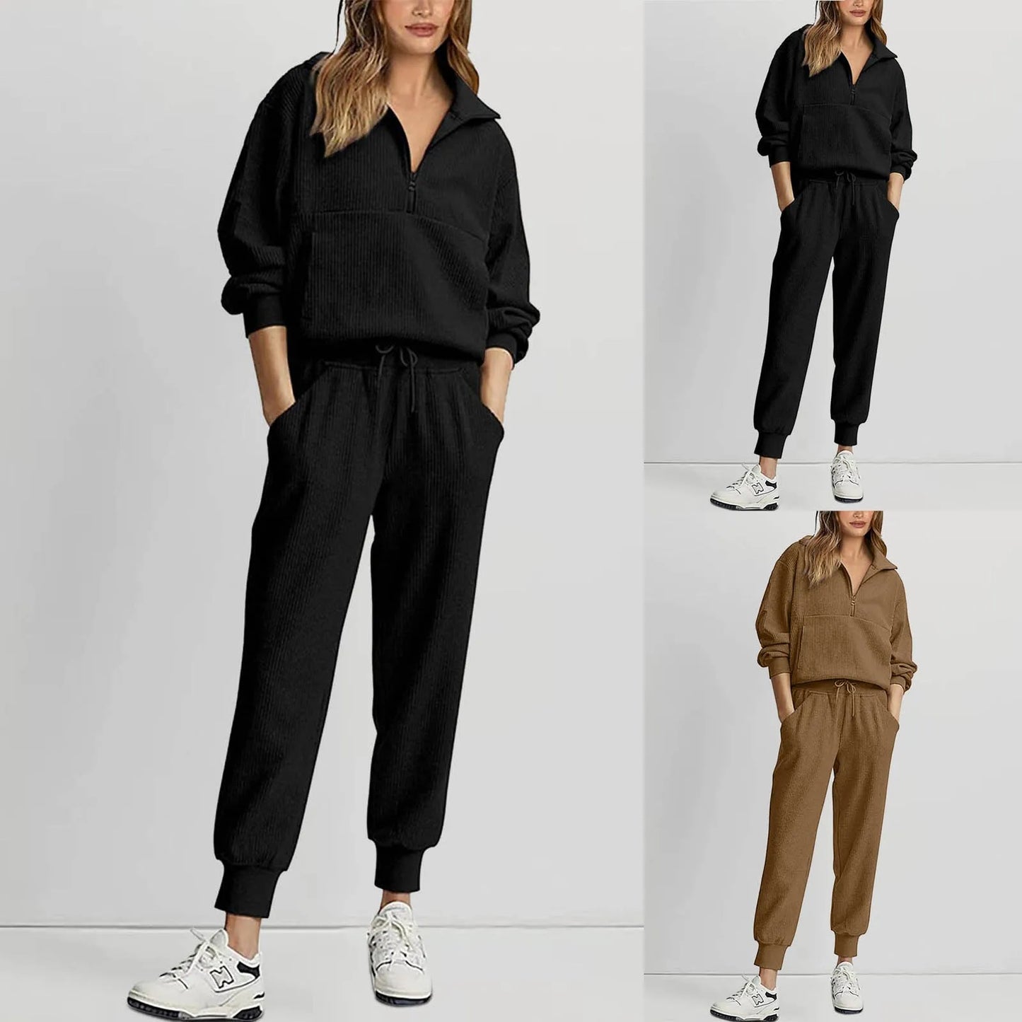 Outfit Sets - Ribbed Jogger Set 2 Piece Sweatshirts & Sweatpants