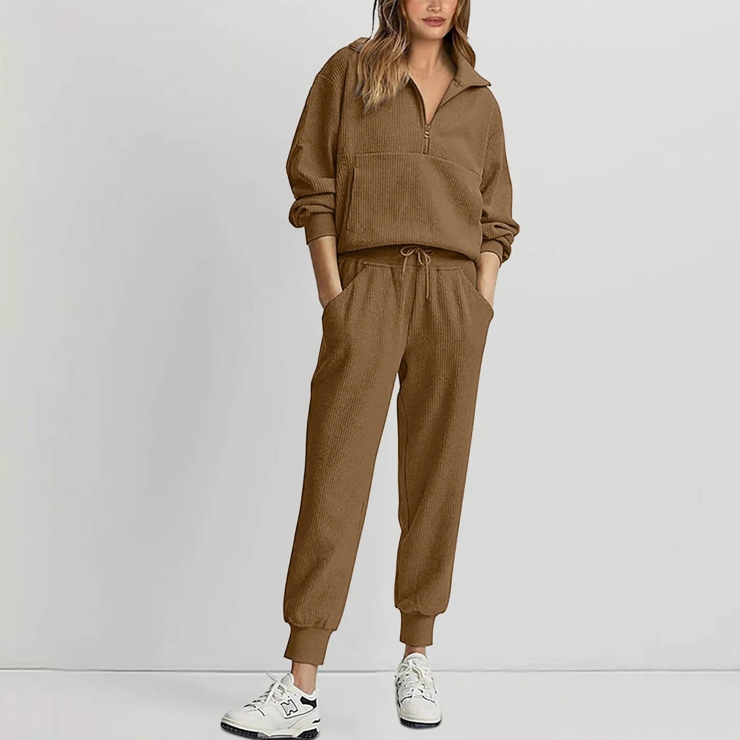 Outfit Sets - Ribbed Jogger Set 2 Piece Sweatshirts & Sweatpants