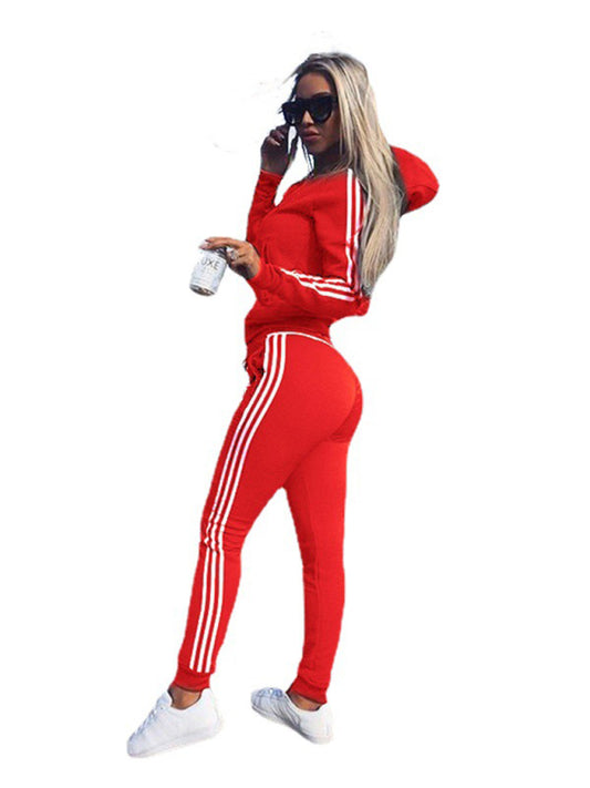 Outfit Sets - Zip-Up Tracksuit Two-Piece Outfit Pants and Hoodie