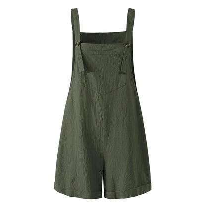 Overalls- Solid Lounge Summer Overalls Playsuit for Women- Army Green- Pekosa Women Fashion