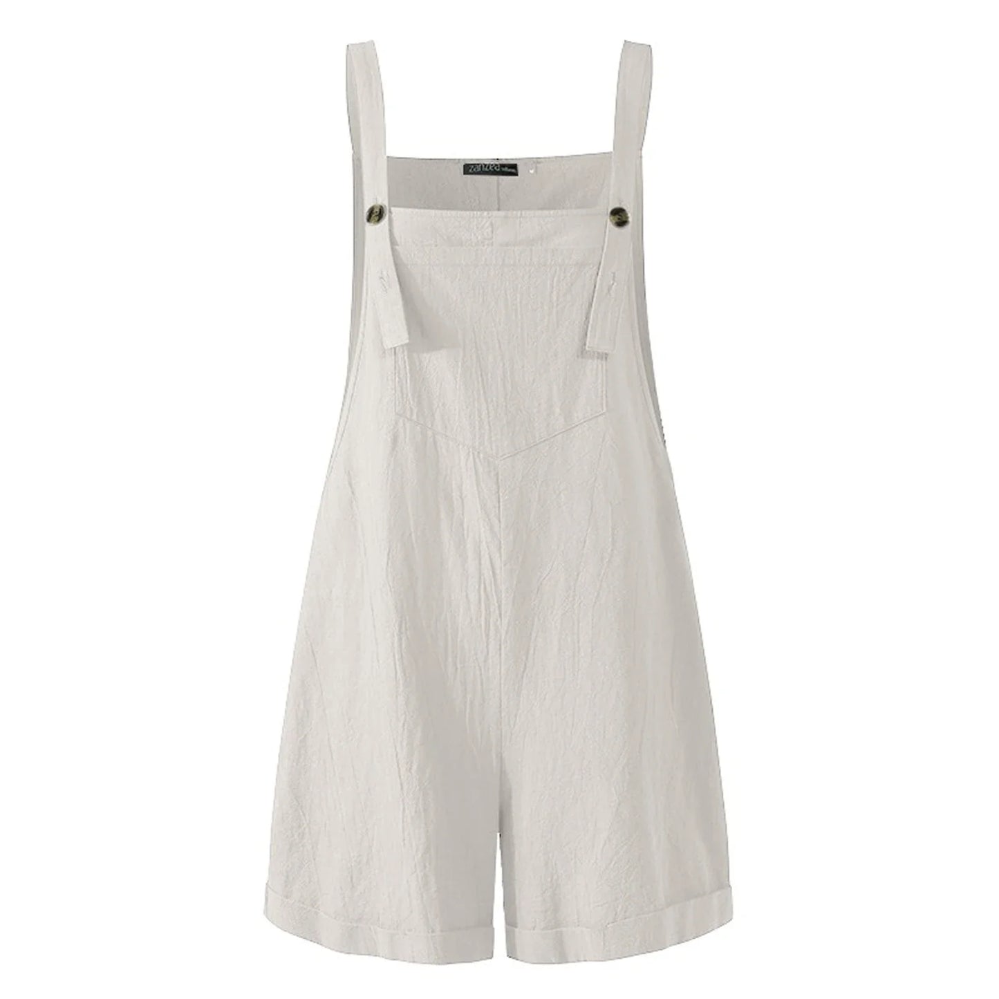 Overalls- Solid Lounge Summer Overalls Playsuit for Women- White- Pekosa Women Fashion