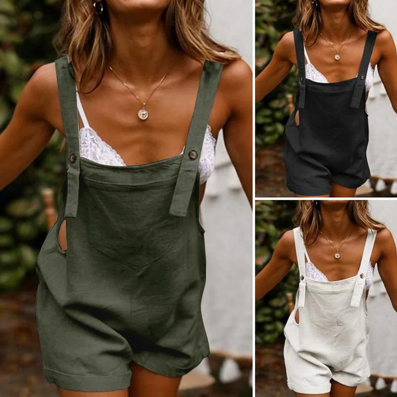 Overalls- Solid Lounge Summer Overalls Playsuit for Women- - Pekosa Women Fashion