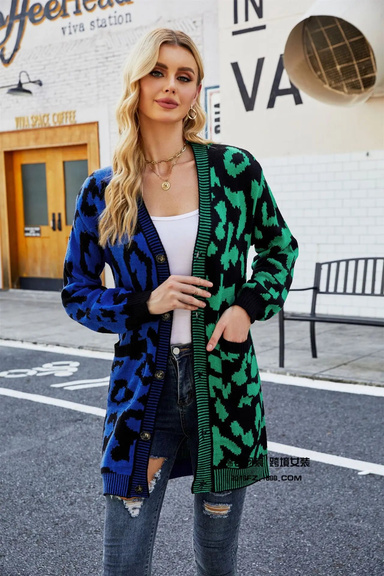 Oversized Cardigans - Chic Predator Print Cardigan