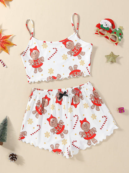 Pajamas - Christmas Gingerbread Pajama Set Holiday Cami & Shorts