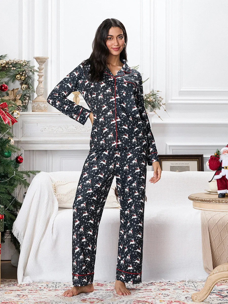 Pajamas-Christmas Pajama Reindeer Loungewear 2-Piece Shirts & Pants