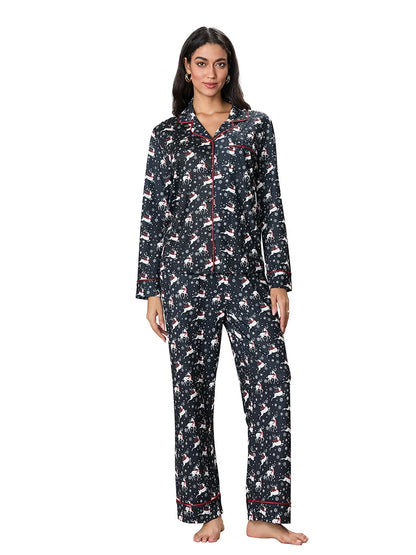 Pajamas-Christmas Pajama Reindeer Loungewear 2-Piece Shirts & Pants