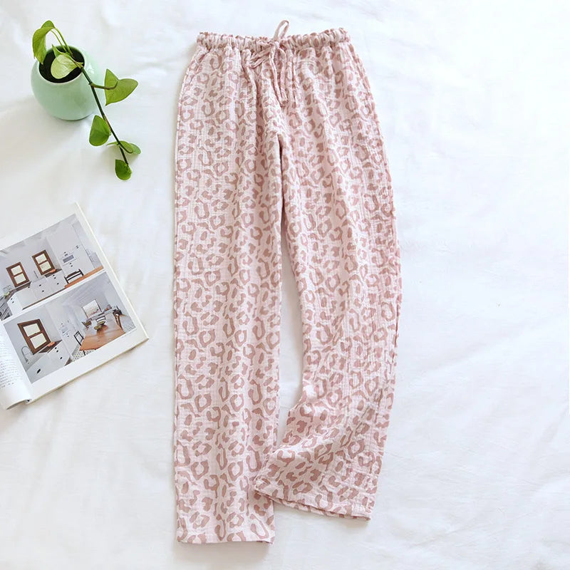 Pajamas - Cotton Hypoallergenic Pajama Pants with Heart Prints for Women