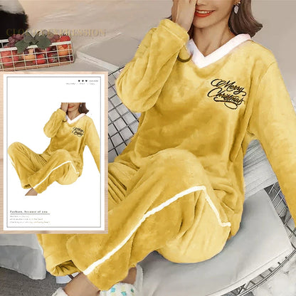 Pajamas - Plush Loungewear Winter Fleece Pajama Set - Warm & Stylish