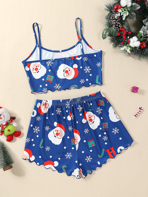 Pajamas - Santa & Reindeer Cami Pajamas Holiday-Themed Sleepwear