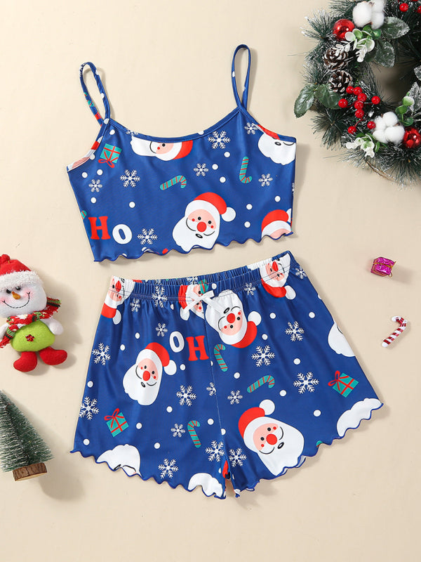 Pajamas - Santa & Reindeer Cami Pajamas Holiday-Themed Sleepwear