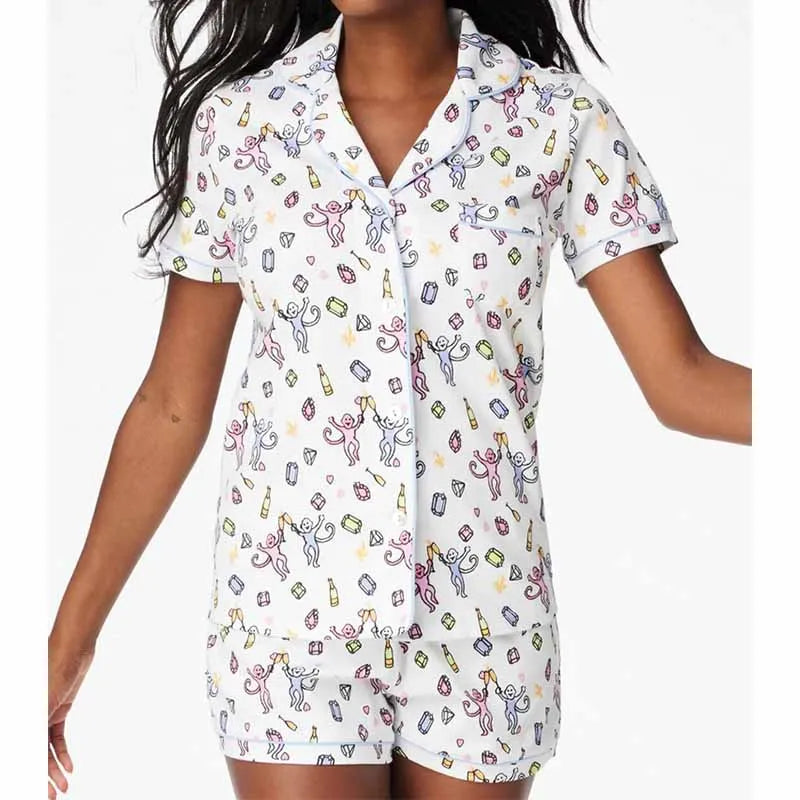 Pajamas Set - Bunny Print Pajamas – 2-Piece Shorts & Shirt Set