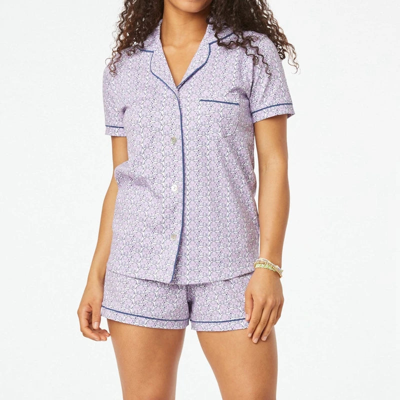 Pajamas Set - Bunny Print Pajamas – 2-Piece Shorts & Shirt Set