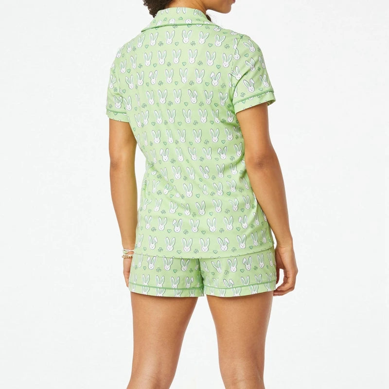 Pajamas Set - Bunny Print Pajamas – 2-Piece Shorts & Shirt Set