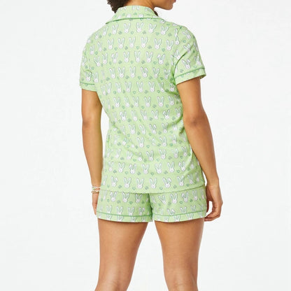 Pajamas Set - Bunny Print Pajamas – 2-Piece Shorts & Shirt Set