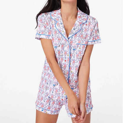 Pajamas Set - Bunny Print Pajamas – 2-Piece Shorts & Shirt Set