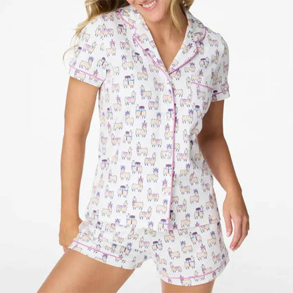 Pajamas Set - Bunny Print Pajamas – 2-Piece Shorts & Shirt Set