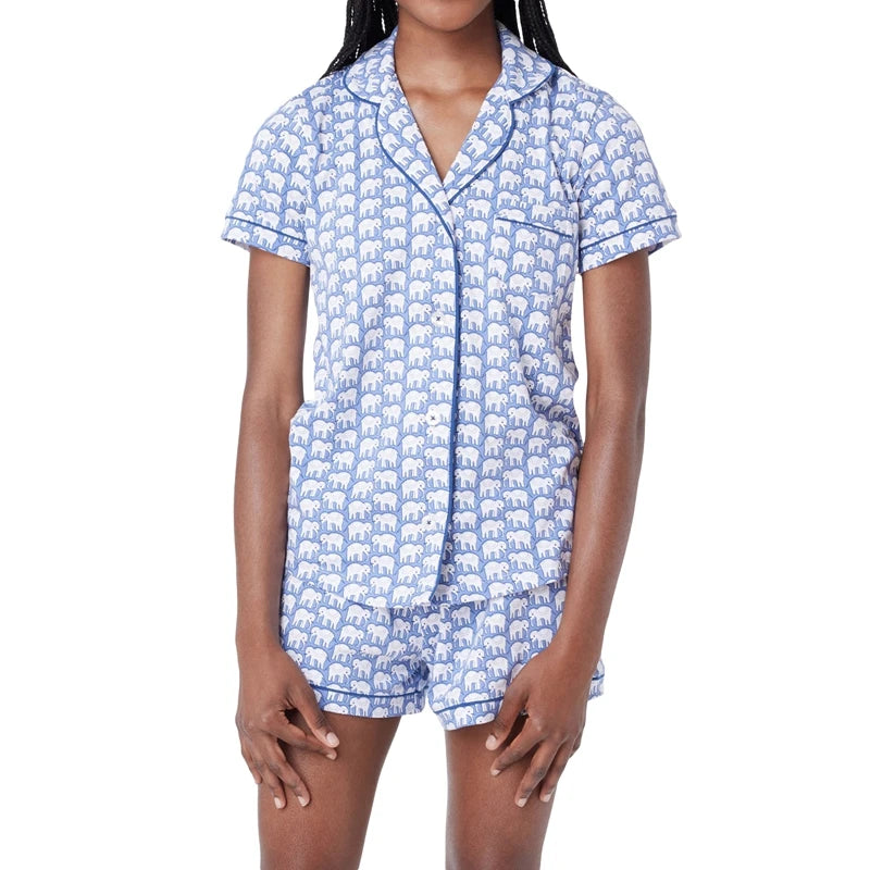 Pajamas Set - Bunny Print Pajamas – 2-Piece Shorts & Shirt Set