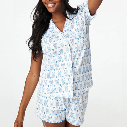 Pajamas Set - Bunny Print Pajamas – 2-Piece Shorts & Shirt Set