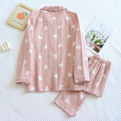 Pajamas Set - Cotton Pajamas for Women Heart Print Set