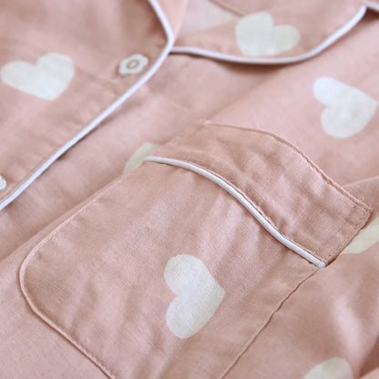 Pajamas Set - Cotton Pajamas for Women Heart Print Set