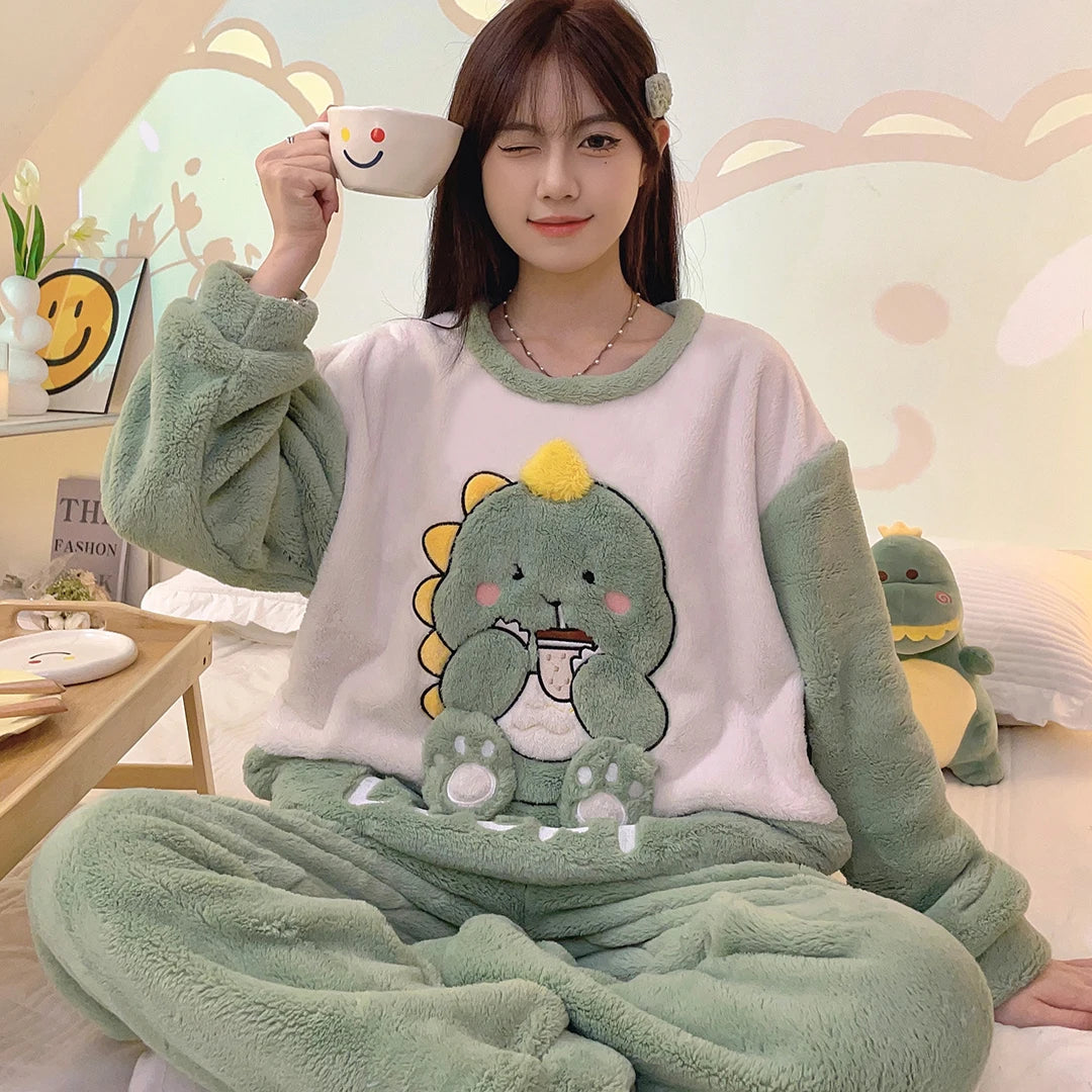 Pajamas Set - Cozy Anime Fleece Pajamas Sleepwear Polar Nightwear