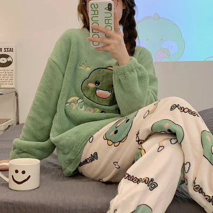 Pajamas Set - Cozy Anime Fleece Pajamas Sleepwear Polar Nightwear