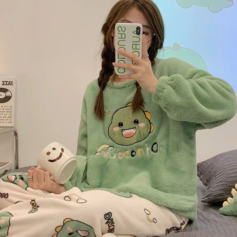 Pajamas Set - Cozy Anime Fleece Pajamas Sleepwear Polar Nightwear