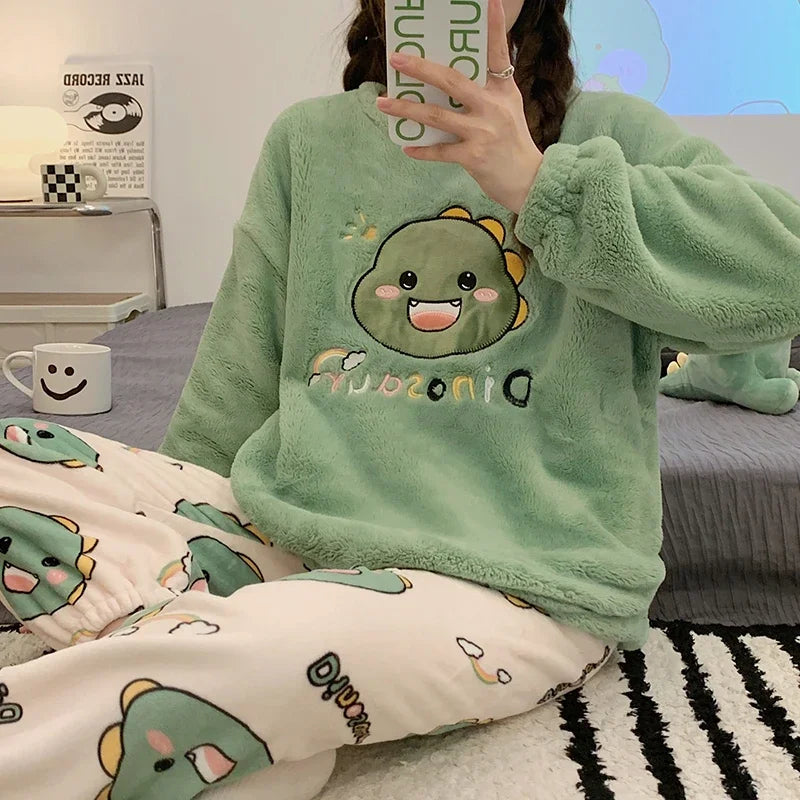 Pajamas Set - Cozy Anime Fleece Pajamas Sleepwear Polar Nightwear