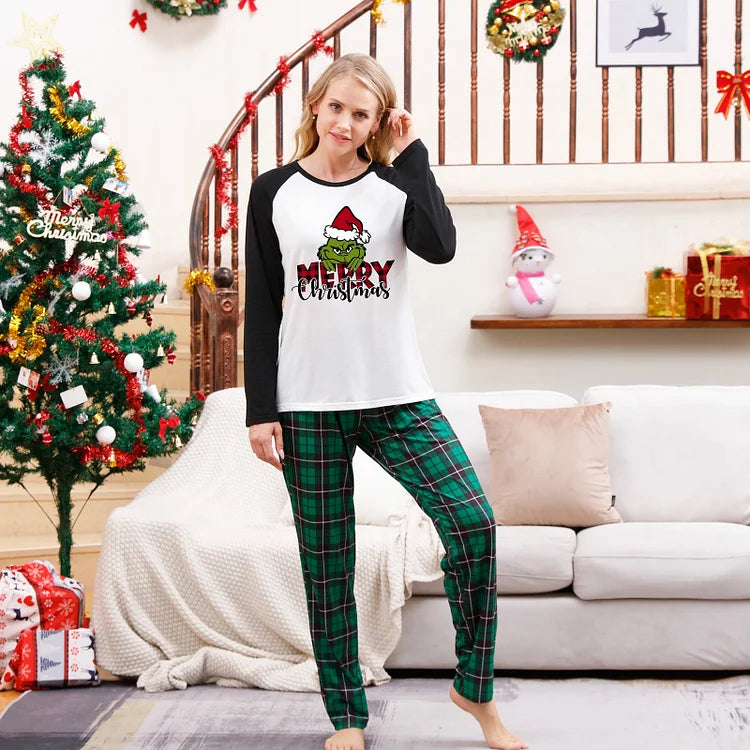 Pajamas Set- Grinch Matching Family Christmas Sleepwear Reindeer Pajamas 2 Piece Set- - Pekosa Women Clothing