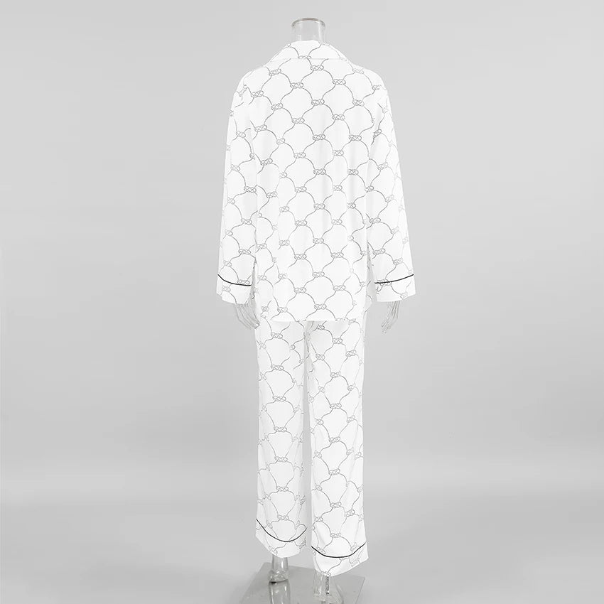 Pajamas Set - Monochrome Pajama Set Button-Down Shirt and Pants Sleepwear