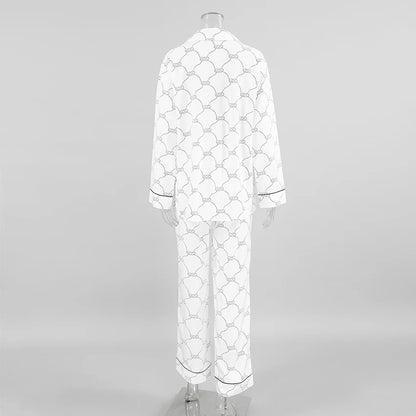 Pajamas Set - Monochrome Pajama Set Button-Down Shirt and Pants Sleepwear