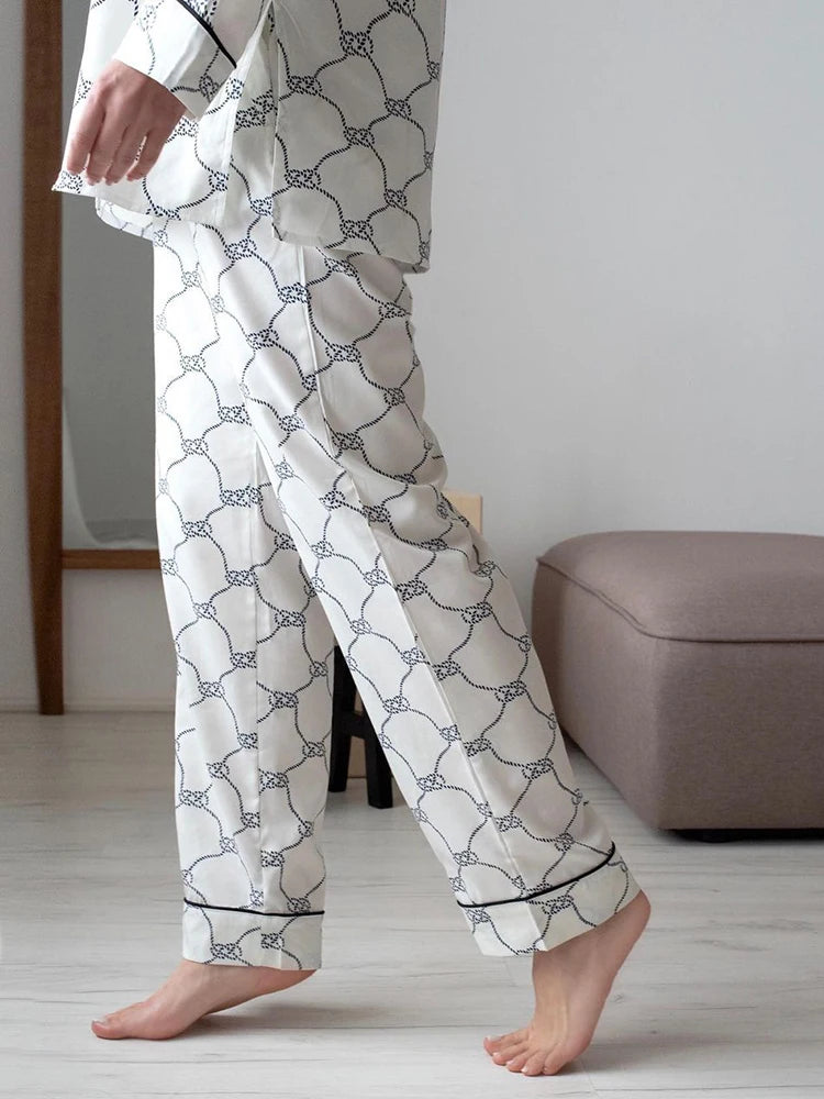 Pajamas Set - Monochrome Pajama Set Button-Down Shirt and Pants Sleepwear