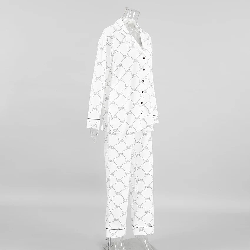 Pajamas Set - Monochrome Pajama Set Button-Down Shirt and Pants Sleepwear