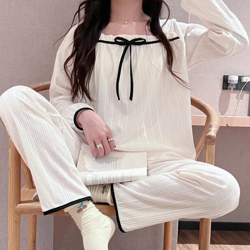 Pajamas Set - Pleated Loungewear Pajama Set Women PJs