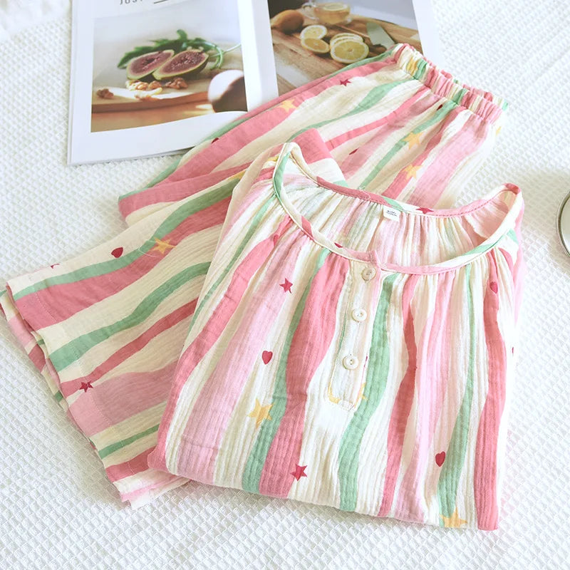 Pajamas Set - Striped Cotton Pajamas for Women Feel the Softness