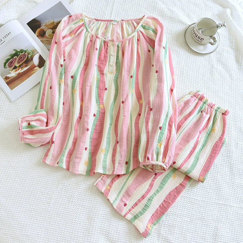 Pajamas Set - Striped Cotton Pajamas for Women Feel the Softness