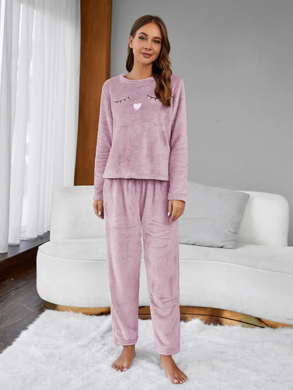 Pajamas - Velvet Fleece Pajamas Loungewear 2 Piece Set Thermal Nightwear