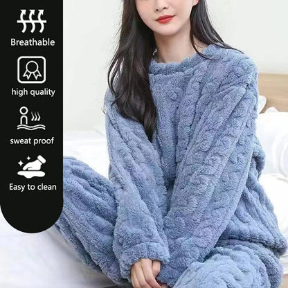 Pajamas - Winter Cashmere Feel Thermal Pajamas Set Women's Loungewear