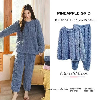 Pajamas - Winter Cashmere Feel Thermal Pajamas Set Women's Loungewear