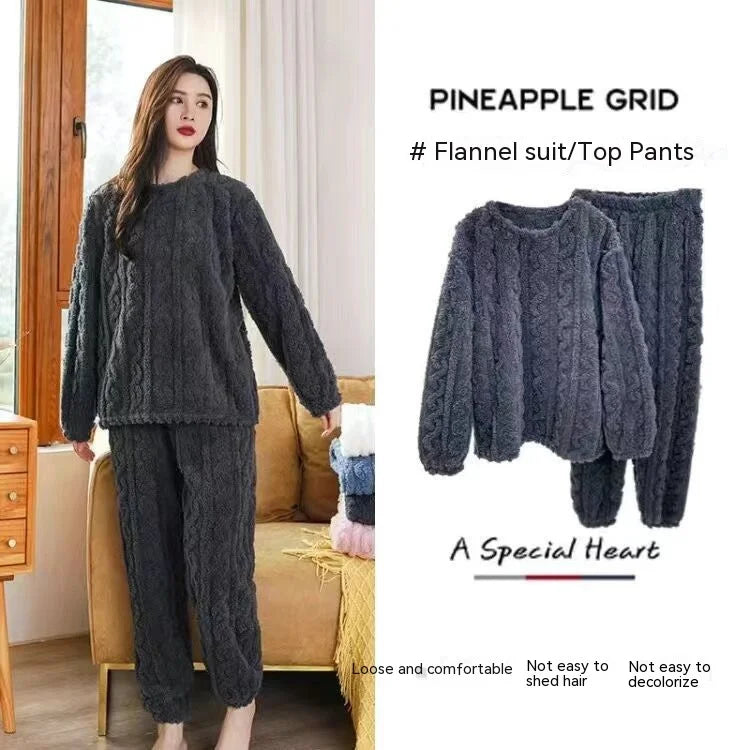 Pajamas - Winter Cashmere Feel Thermal Pajamas Set Women's Loungewear