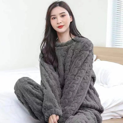 Pajamas - Winter Cashmere Feel Thermal Pajamas Set Women's Loungewear