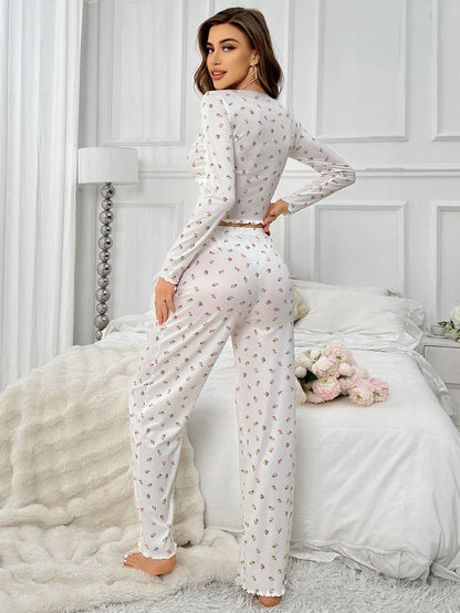 Pajamas- Women Loungewear Floral 2-Piece Set Pajamas- - Pekosa Women Fashion