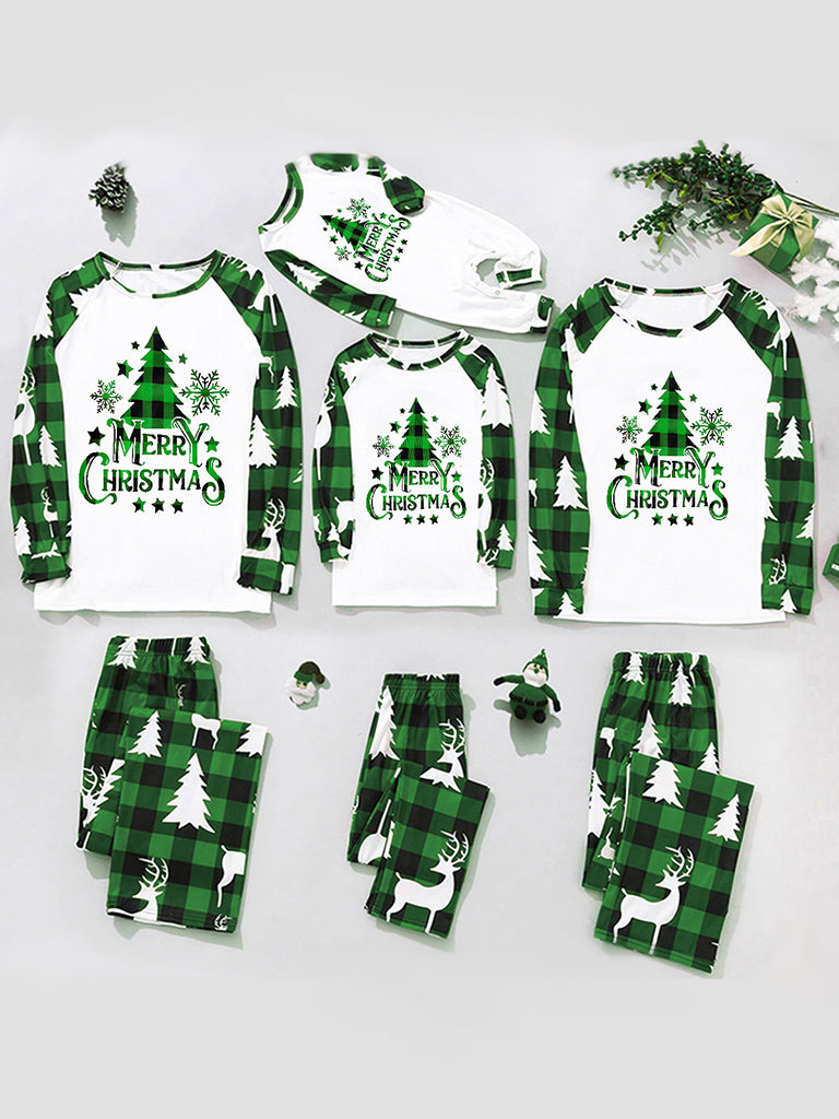 Pajamas set- Merry Christmas Family Plaid Tree Pajamas Set- - Pekosa Women Clothing