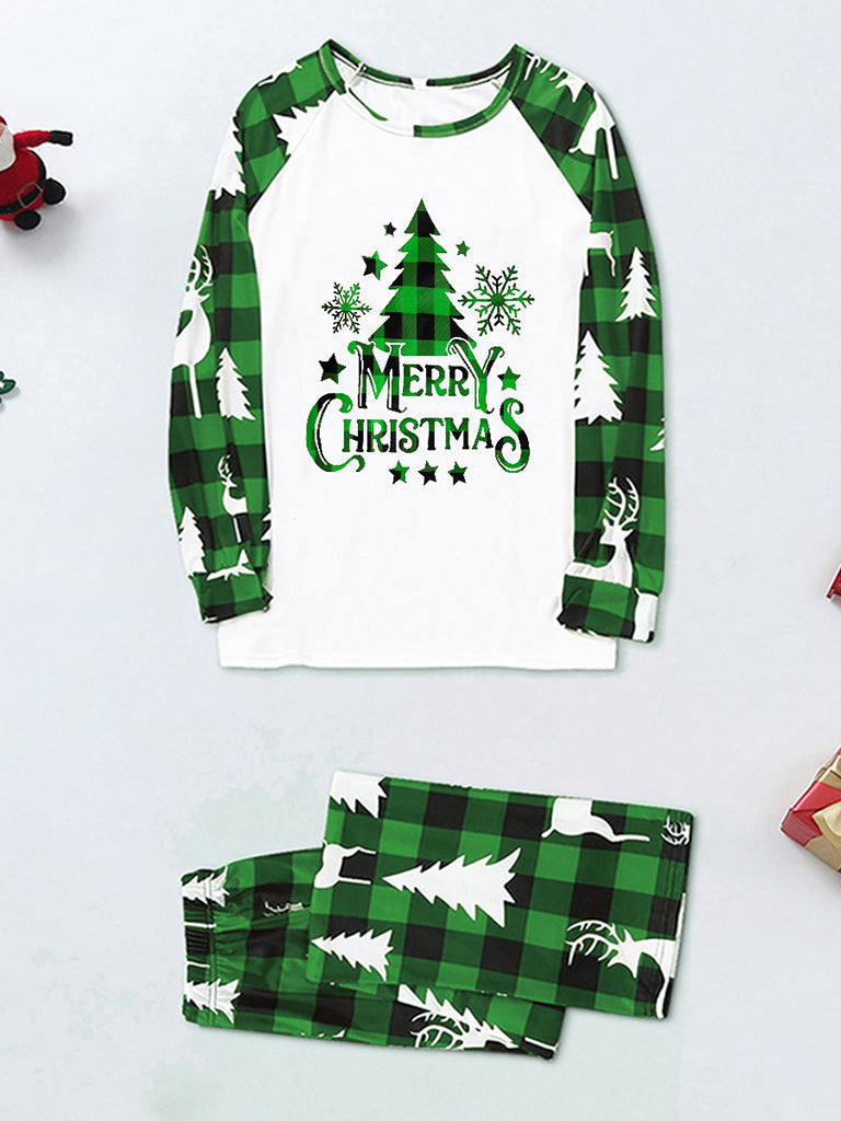 Pajamas set- Merry Christmas Family Plaid Tree Pajamas Set- - Pekosa Women Clothing