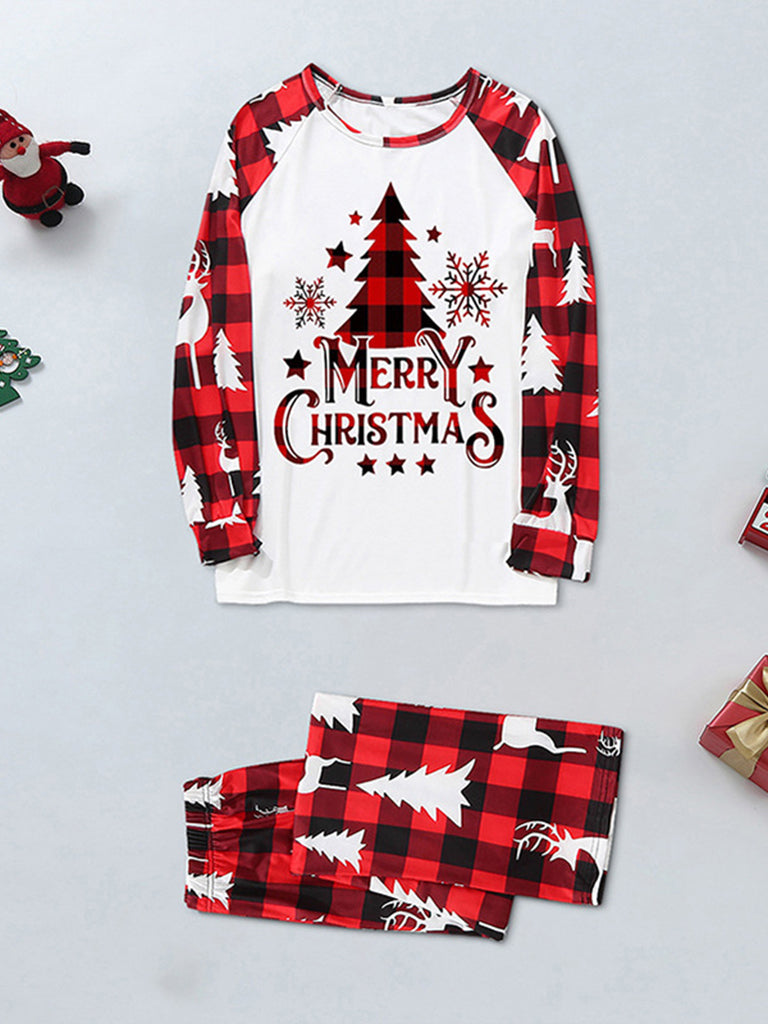 Pajamas set- Merry Christmas Family Plaid Tree Pajamas Set- - Pekosa Women Clothing