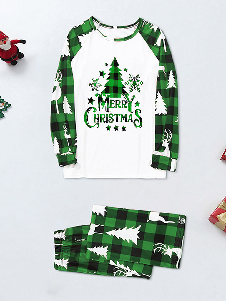 Pajamas set- Merry Christmas Family Plaid Tree Pajamas Set- - Pekosa Women Clothing