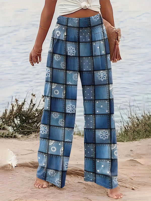 Pants - Artistic Boho Patchwork Pants with Elastic Waistband