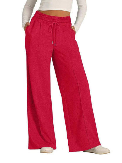 Pants - Comfy Wide Waistband Lounge Trousers Wide-Leg Pants